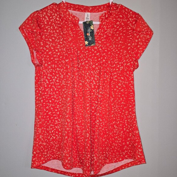 Blooming Jelly Tops - Blooming Jellys Women's Tunic Top Red Floral Print, Size M, New with Tags